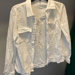 White button down with front pockets